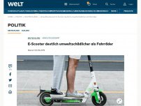 Bild zum Artikel: E-Scooter deutlich umweltschädlicher als Fahrräder