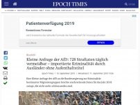 Bild zum Artikel: Kleine Anfrage der AfD: 728 Straftaten täglich vermeidbar – importierte Kriminalität durch Ausländer ohne Aufenthaltstitel