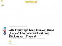 Bild zum Artikel: Alte Frau trägt ihren kranken Hund „Lucas“ kilometerweit auf dem Rücken zum Tierarzt