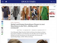 Bild zum Artikel: Merkel und Kramp-Karrenbauer fliegen in zwei Maschinen in die USA: „Mitflug nicht erwünscht“
