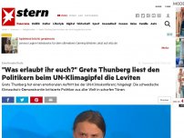 Bild zum Artikel: Emotionale Rede: 'Was erlaubt Ihr Euch?' Greta Thunberg liest den Politikern beim UN-Klimagipfel die Leviten