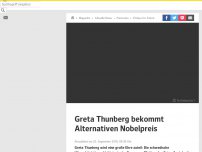 Bild zum Artikel: Greta Thunberg bekommt Alternativen Nobelpreis