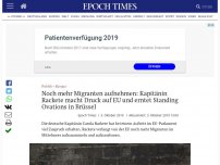 Bild zum Artikel: Noch mehr Migranten aufnehmen: Kapitänin Rackete macht Druck auf EU und erntet Standing Ovations in Brüssel