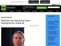Bild zum Artikel: Mehrheit der Deutschen lehnt Nobelpreis für Greta ab