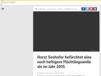 Bild zum Artikel: Horst Seehofer befürchtet eine noch heftigere Flüchtlingswelle als im Jahr 2015