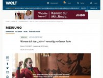 Bild zum Artikel: Wer bei „Joker“ aus dem Kino rennt, flieht vor unerträglicher Langeweile