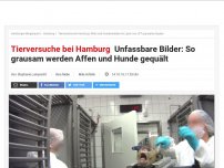 Bild zum Artikel: Tierversuche bei Hamburg: Unfassbare Bilder: So grausam werden Affen und Hunde gequält