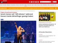 Bild zum Artikel: Sängerin mit politischem Statement - Sarah Connor soll 'AfD-Idioten' während Konzert beide Mittelfinger gezeigt haben