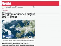Bild zum Artikel: Jetzt kommt Schnee bis auf 600 (!) Meter