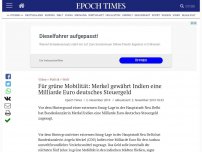 Bild zum Artikel: Für grüne Mobilität: Merkel gewährt Indien eine Milliarde Euro deutsches Steuergeld