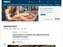 Bild zum Artikel: Deutscher Arbeitsmarkt braucht auf Dauer jährlich 400.000 Zuwanderer