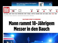 Bild zum Artikel: Blutiger Streit in Dresden - Mann (18) Messer in den Bauch gerammt