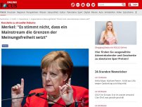 Bild zum Artikel: Kanzlerin zu aktueller Debatte - Merkel: 'Es stimmt nicht, dass ein Mainstream die Grenzen der Meinungsfreiheit setzt'
