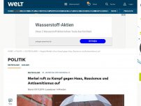 Bild zum Artikel: Merkel ruft zu Kampf gegen Hass, Rassismus und Antisemitismus auf