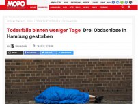 Bild zum Artikel: Todesfälle binnen weniger Tage: Drei Obdachlose in Hamburg gestorben