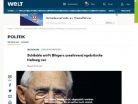 Bild zum Artikel: Schäuble wirft Bürgern zunehmend egoistische Haltung vor