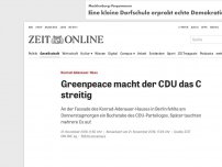 Bild zum Artikel: Konrad-Adenauer-Haus: Greenpeace klaut C an CDU-Parteizentrale