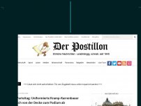 Bild zum Artikel: CDU-Parteitag: Uniformierte Kramp-Karrenbauer seilt sich von der Decke zum Podium ab