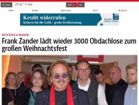 Bild zum Artikel: Frank Zander lädt wieder 3000 Obdachlose zum großen Weihnachtsfest