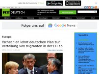 Bild zum Artikel: Tschechien lehnt deutschen Plan zur Verteilung von Migranten in der EU ab