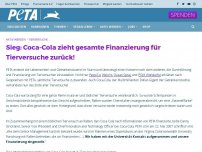 Bild zum Artikel: Sieg: Coca-Cola zieht gesamte Finanzierung für Tierversuche zurück!