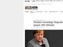 Bild zum Artikel: Merkel wird von AfD-Politiker angegangen und verteidigt Migrationspolitik