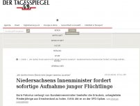 Bild zum Artikel: Niedersachsens Innenminister fordert sofortige Aufnahme junger Flüchtlinge