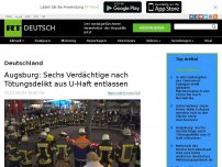 Bild zum Artikel: Augsburg: Sechs Verdächtige nach Tötungsdelikt aus U-Haft entlassen