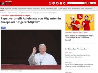Bild zum Artikel: Franziskus spendet Weihnachtssegen - Papst verurteilt Ablehnung von Migranten in Europa als 'Ungerechtigkeit'