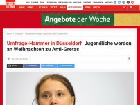 Bild zum Artikel: Umfrage-Hammer in Düsseldorf: Jugendliche werden an Weihnachten zu Anti-Gretas