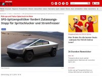 Bild zum Artikel: Pick-ups und Teslas Cybertruck im Visier - SPD-Vize fordert Zulassungs-Stopp für Spritschlucker und Stromfresser