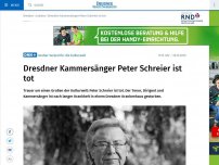 Bild zum Artikel: Dresdner Kammersänger Peter Schreier ist tot