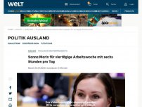 Bild zum Artikel: Sanna Marin für viertägige Arbeitswoche mit sechs Stunden pro Tag