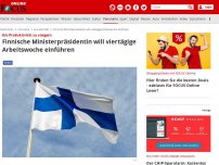 Bild zum Artikel: Um Produktivität zu steigern - Finnische Ministerpräsidentin will viertägige Arbeitswoche einführen