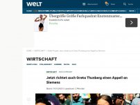 Bild zum Artikel: Jetzt richtet auch Greta Thunberg einen Appell an Siemens
