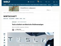 Bild zum Artikel: Tesla schaltet verräterische Stellenanzeigen