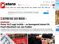 Bild zum Artikel: Trauerfeier für den Volksschauspieler: Peter 14/2 sagt tschüs – so bewegend nimmt St. Pauli Abschied von Jan Fedder