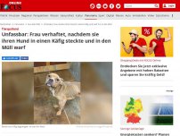 Bild zum Artikel: Tierquälerei - Unfassbar: Frau verhaftet, nachdem sie ihren Hund in einen Käfig steckte und in den Müll warf