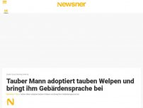 Bild zum Artikel: Tauber Mann adoptiert tauben Welpen und bringt ihm Gebärdensprache bei