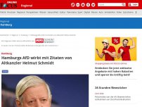 Bild zum Artikel: Hamburg - Das hätte dem Altkanzler nicht gefallen: Hamburgs AfD wirbt mit Helmut Schmidt!