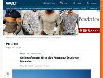 Bild zum Artikel: Ostbeauftragter Hirte gibt Posten auf Druck von Merkel ab 