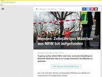 Bild zum Artikel: Zehnjähriges Mädchen aus NRW tot aufgefunden