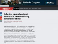 Bild zum Artikel: Schweizer haben abgestimmt: Homophobie ist keine Meinung, sondern eine Straftat