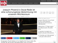 Bild zum Artikel: Joaquin Phoenix‘ Oscar-Rede ist eine schonungslose Abrechnung mit unserem Milchkonsum