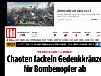 Bild zum Artikel: Widerliche Aktion in Dresden - Chaoten fackeln Gedenkkränze für Bombenopfer ab