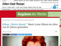Bild zum Artikel: Kölner „Motto-Queen“: Marie-Luise Nikuta im Alter von 81 Jahren gestorben
