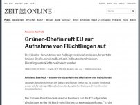 Bild zum Artikel: Annalena Baerbock: Grünen-Chefin ruft EU zur Aufnahme von Flüchtlingen auf