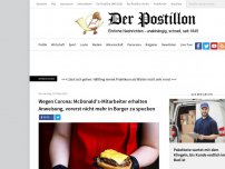 Bild zum Artikel: Wegen Corona: McDonald's-Mitarbeiter erhalten Anweisung, vorerst nicht mehr in Burger zu spucken