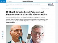 Bild zum Artikel: MHH ruft geheilte Covid-Patienten auf: Bitte melden Sie sich – Sie können helfen!