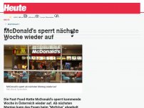 Bild zum Artikel: McDonald's sperrt nächste Woche wieder auf